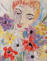 Картины - Мадлен Руар, Портрет Женщина среди цветов