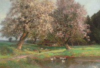 Картины - Алоиз Арнеггер, Утиный пруд перед сельским домом