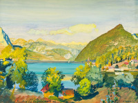 Картины - Оскар Ласке, На озере Грундльзее в Шварцвальде
