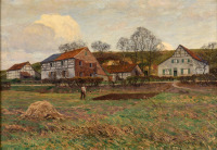 Картины - Вильгельм Фрицель, Сельский пейзаж с фермой