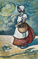 Картины - Хьюго Шуберт, Девочка с корзиной