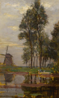 Картины - Пит Мондриан, Ветряная мельница и женщина у ручья