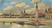 Картины - Борис Зворыкин, Вид на Кремль с Софийской набережной