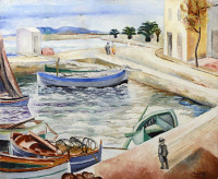 Картины - Моше Кислинг, Лодки в гавани Санари