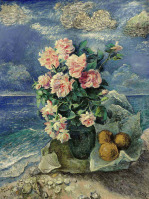 Картины - Давид Бурлюк, Цветы у моря