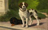 Картины - Софи Сперлих, Два любопытных щенка