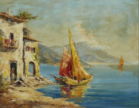 Картины - Генрих Хартунг II. Средиземноморский пейзаж с лодкой