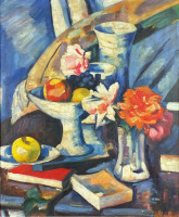 Картины - Самуэль Джон Пепло. Цветы и фрукты на столе