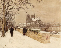 Картины - Картини.  Тавік Франтісек Симон (1877-1942).  Париж  в зимку. Нотер-Дам.