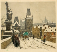 Картины - Картини.  Тавік Франтісек Симон (1877-1942).  Прага. Градчани в зимку.