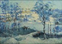 Картины - Константин Горбатов. Зимний пейзаж с видом на монастырь