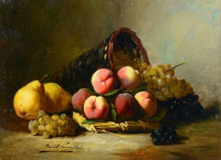 Картины - Альфред Брунель де Невиль. Виноград, груши и персики