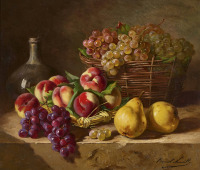 Картины - Альфред Брунель де Невиль. Груши, персики и виноград