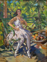Картины - Константин Коровин. Балерина на балконе в Охотино