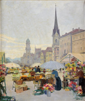 Картины - Эрнст Дорн. Цветочный рынок