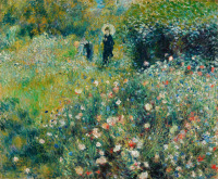 Картины - Пьер-Огюст Ренуар. Женщина с зонтиком в саду