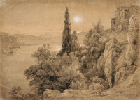 Картины - Людвиг Гурлитт. Озеро Неми близ Рима в лунном свете
