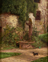 Картины - Генрих Хартунг. Такса у фонтана
