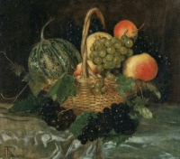 Картины - Селла Тома Хофеле. Натюрморт с дынями, виноградом и яблоками