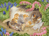 Картины - Кетлин Хейл. Кошка  среди цветов