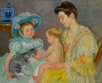 Картины - Мэри Кассат. Дети, играющие с кошкой