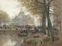 Картины - Ганс Херрманн. Рынок в Амстердаме с видом на Вааг