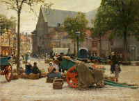 Картины - Ганс Херрманн. Флиссинген. Рынок на городской площади