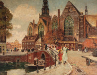 Картины - Ганс Херрманн. Церковь Ауд-Керк со стороны Аудезийдс и Ворбургваль