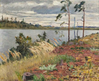 Картины - Николай Богданов-Бельский. Река Даугава