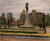 Картины - Николай Богданов-Бельский. Городской пейзаж с площадью