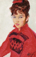 Картины - Армен Атаян. Портрет девушки в красном