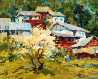 Картины - Армен Атаян. Горная деревня. Яблоневый цвет