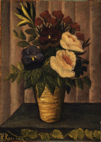 Картины - Анри Руссо. Натюрморт Цветы в вазе и ветка плюща