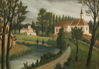 Картины - Анри Руссо. Пейзаж с часовней и ручьём. Старый замок. Сельский пейзаж