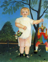 Картины - Анри Руссо. Детский портрет. Девочка с куклой и цветами. День рождения