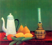 Картины - Анри Руссо. Натюрморт с грушами, лимонами и лампой на столе
