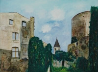 Картины - Морис Утрилло. Замок Шатийон д'Эзегр. Река Рона. Старый замок. Замки и дворцы Франции