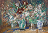 Картины - Морис Утрилло. Натюрморт Четыре вазы с цветами. Цветы в вазе. Цветы