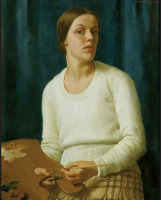 Картины - Нора Хейзен. Автопортрет в белом с палитрой, 1932