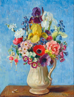 Картины - Нора Хейзен. Весенние цветы в белом кувшине