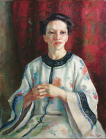Картины - Нора Хейзен. Портрет Элинк Шуурман в голубом кимоно, 1938