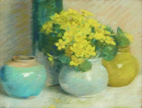 Картины - Лаура Комбс Хиллс. Натюрморт с тремя вазами