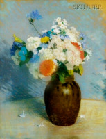 Картины - Лаура Комбс Хиллс. Цветы в коричневый вазе