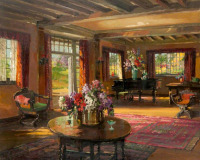 Картины - Герберт Дэвис Рихтер. Комната в загородном доме. Комнатный сад в Беркшире