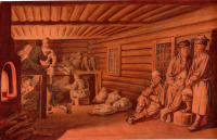 Картины - Картини художника Юзефа Беркмана (1838-1919). В середині етапної камери. Папір,акварель. Папір,акварель.