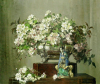 Картины - Герберт Дэвис Рихтер. Яблоневый цвет, цветущая вишня и и статуэткс