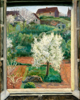 Картины - Люсьен Адрион. Вид из окна на цветущие деревья