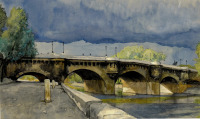 Картины - Александр Бенуа. Новый мост в Париже. Грозовые облака