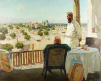 Картины - Неизвестный художник. Вид на Самарканд с террасы дома художника