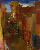 Картины - Борис Григорьев. Старая улочка в  Марокко